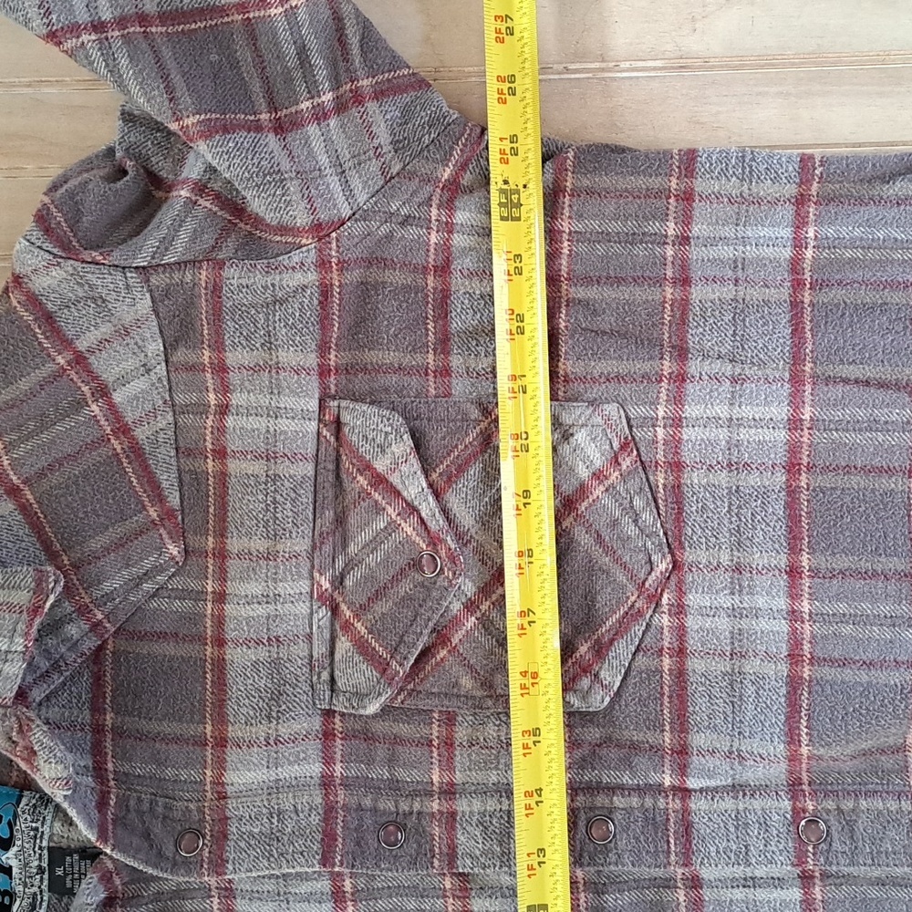 BTC Authentic Bay Trading Co. Mens 100% Cotton Western Snap Flennel Chore Shirt - Picture 8 of 9